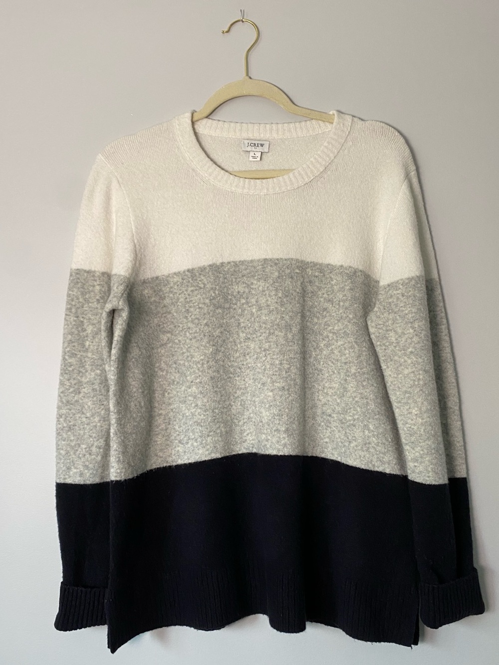 J.Crew Colorblock Crewneck Sweater, Size L